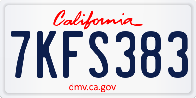 CA license plate 7KFS383