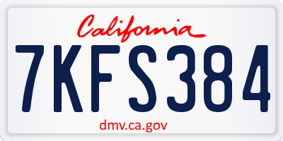 CA license plate 7KFS384