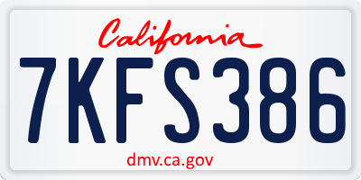 CA license plate 7KFS386