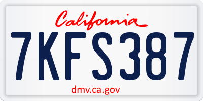 CA license plate 7KFS387