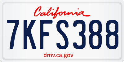 CA license plate 7KFS388
