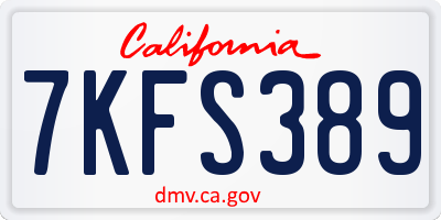 CA license plate 7KFS389