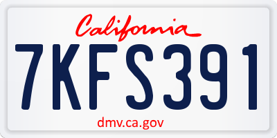 CA license plate 7KFS391