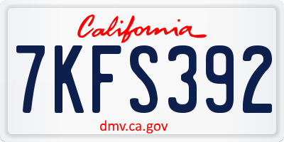 CA license plate 7KFS392