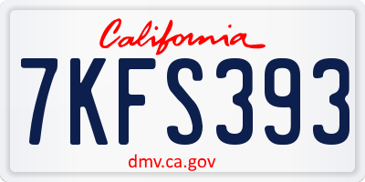 CA license plate 7KFS393