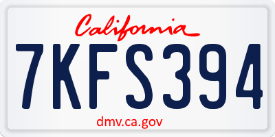 CA license plate 7KFS394