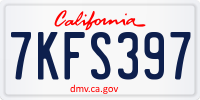 CA license plate 7KFS397