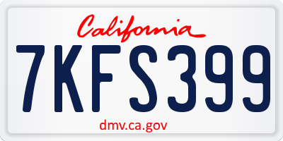 CA license plate 7KFS399