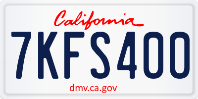 CA license plate 7KFS400