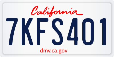 CA license plate 7KFS401