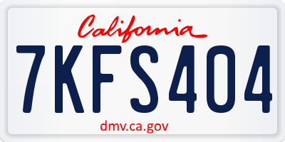 CA license plate 7KFS404