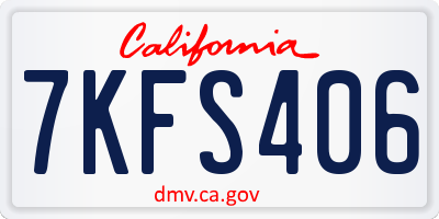 CA license plate 7KFS406