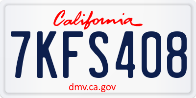 CA license plate 7KFS408