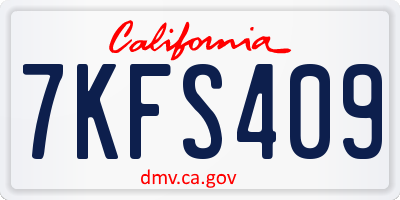 CA license plate 7KFS409