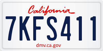 CA license plate 7KFS411