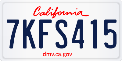 CA license plate 7KFS415