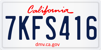 CA license plate 7KFS416