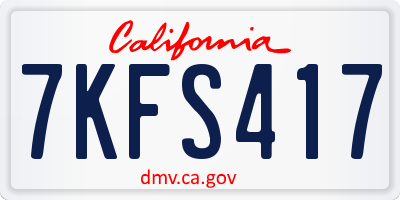 CA license plate 7KFS417