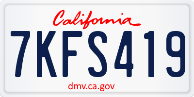 CA license plate 7KFS419