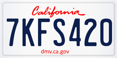 CA license plate 7KFS420