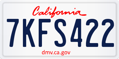 CA license plate 7KFS422