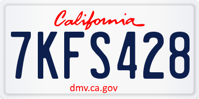 CA license plate 7KFS428