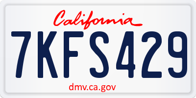 CA license plate 7KFS429