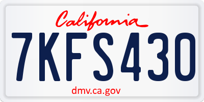 CA license plate 7KFS430