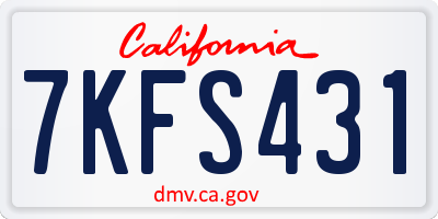 CA license plate 7KFS431