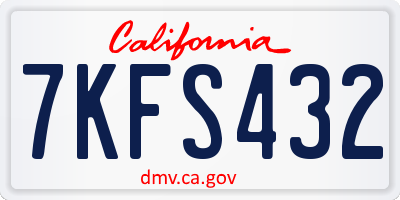 CA license plate 7KFS432