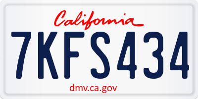 CA license plate 7KFS434