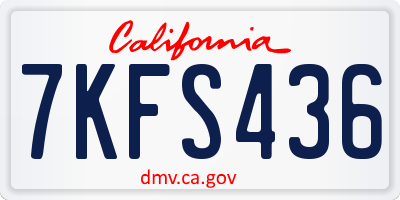 CA license plate 7KFS436