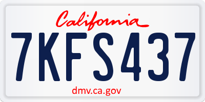 CA license plate 7KFS437