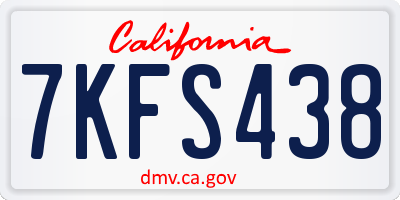 CA license plate 7KFS438
