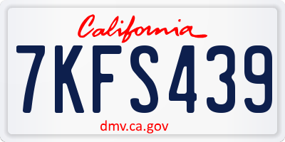 CA license plate 7KFS439