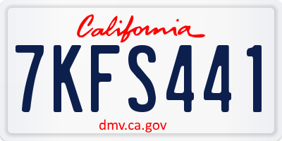 CA license plate 7KFS441