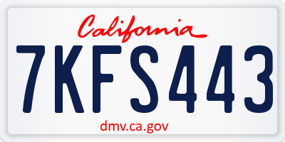 CA license plate 7KFS443