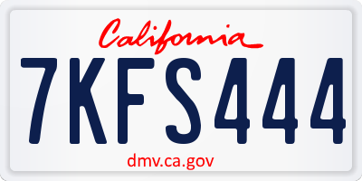 CA license plate 7KFS444