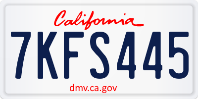 CA license plate 7KFS445