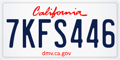 CA license plate 7KFS446