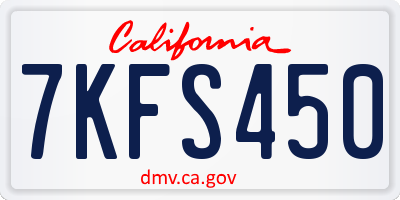 CA license plate 7KFS450