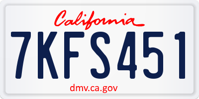 CA license plate 7KFS451