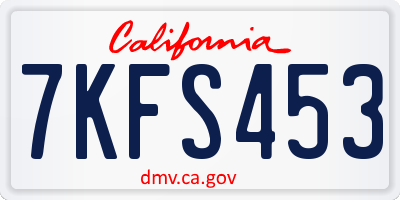CA license plate 7KFS453