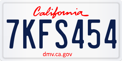 CA license plate 7KFS454