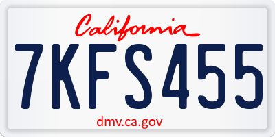 CA license plate 7KFS455