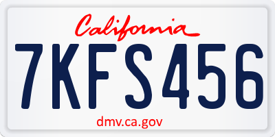 CA license plate 7KFS456