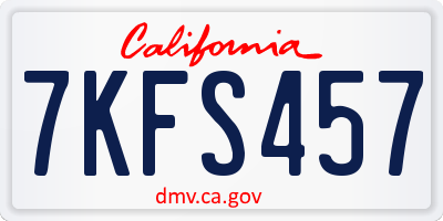 CA license plate 7KFS457