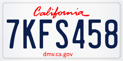 CA license plate 7KFS458