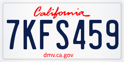 CA license plate 7KFS459
