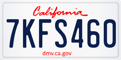 CA license plate 7KFS460